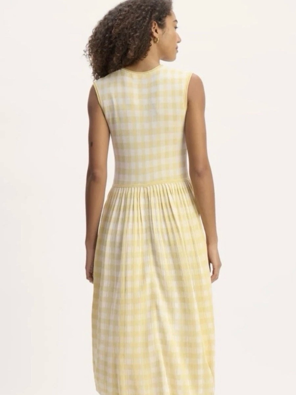 Everlane NWT Yellow Gingham Sleeveless Midi Dress XL Viscose Bridgerton - Picture 2 of 11